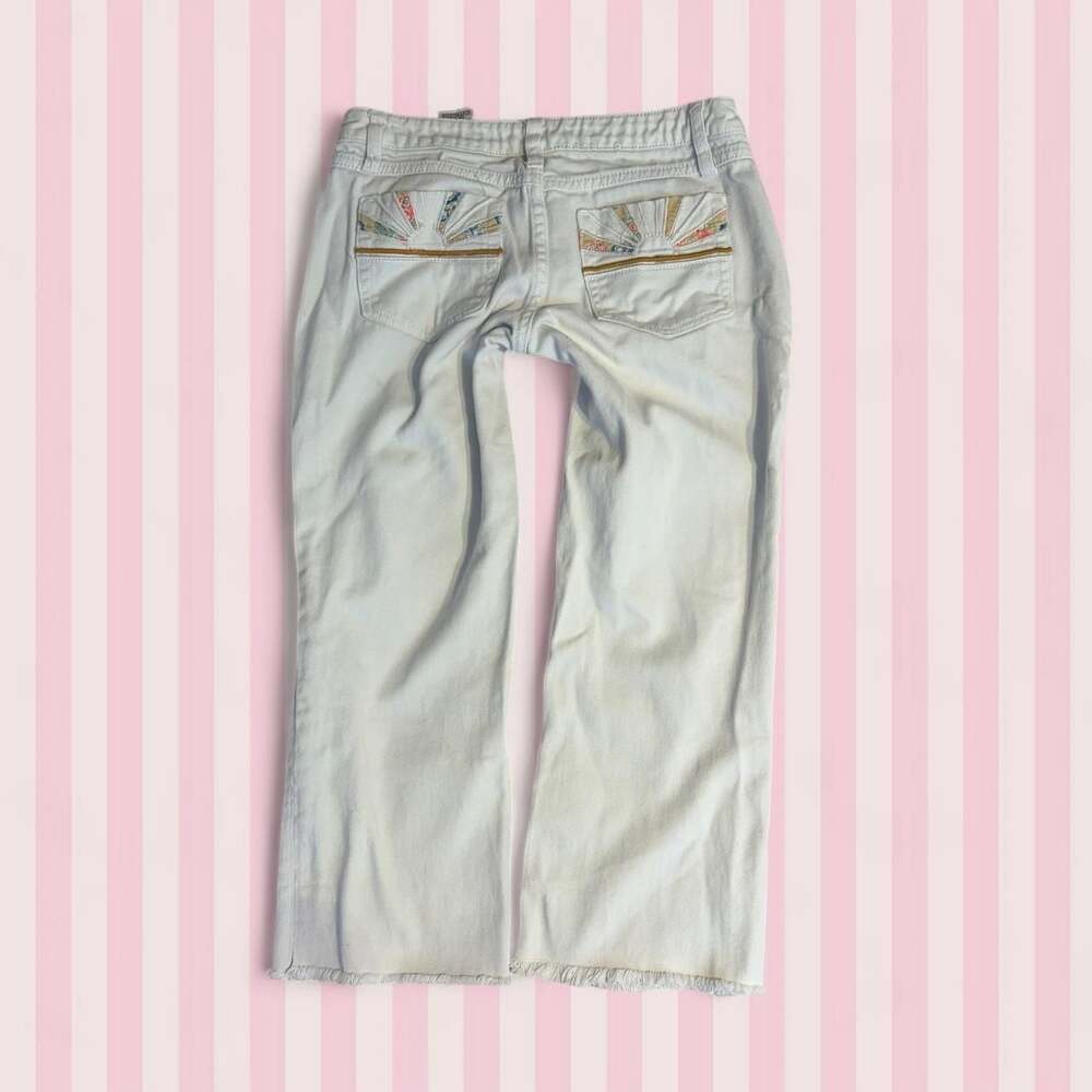 No Boundaries Y2K White Floral Patchwork Pocket Jeans